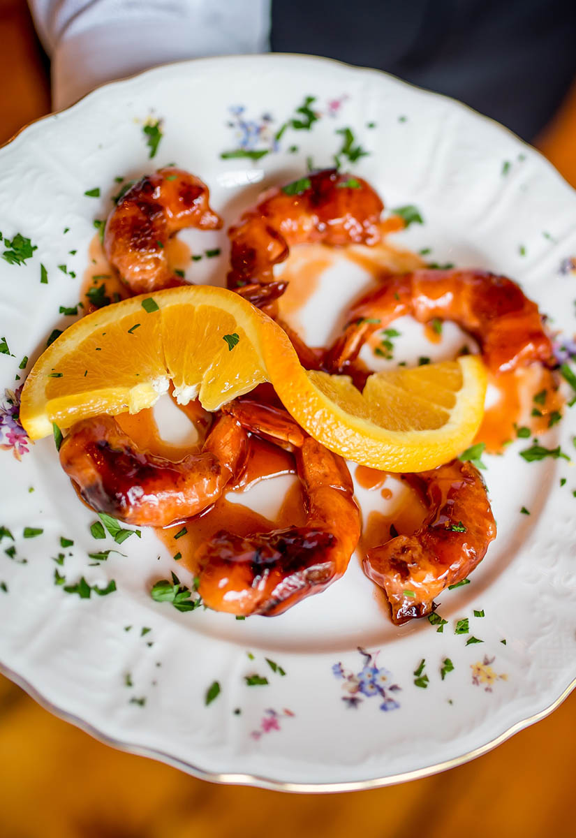 Orange shrimp appetizer